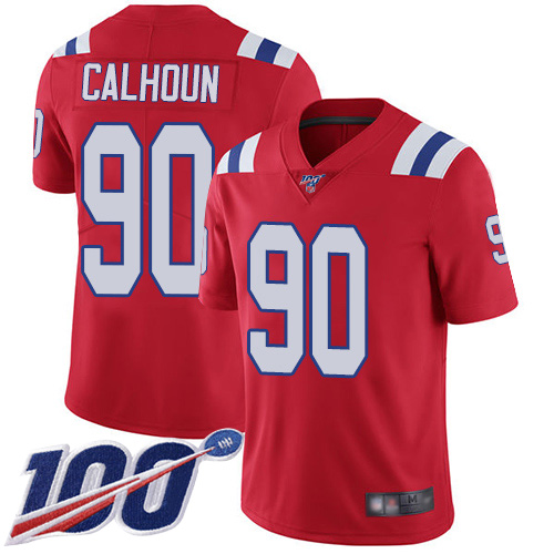 New England Patriots Football 90 100th Limited Red Men Shilique Calhoun Alternate NFL Jersey